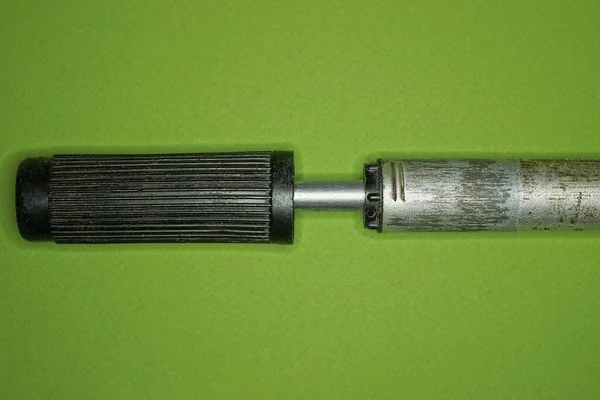 Part Old Gray Metal Bicycle Pump Black Plastic Handle Lies — Stockfoto
