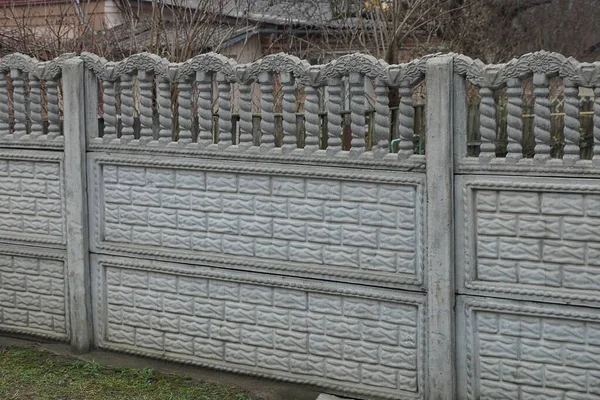 Part Gray Rural Private Fence Wall Made Concrete Street — Stok fotoğraf