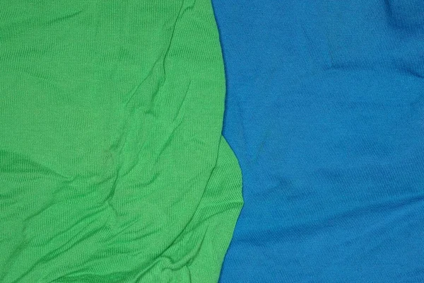 Μπλε Πράσινη Υφή Υφάσματος Κομματιών Τσαλακωμένης Ύλης Στα Ρούχα — Φωτογραφία Αρχείου