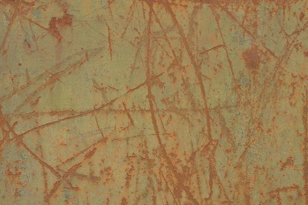 metal texture from an old iron green shabby wall in brown rust