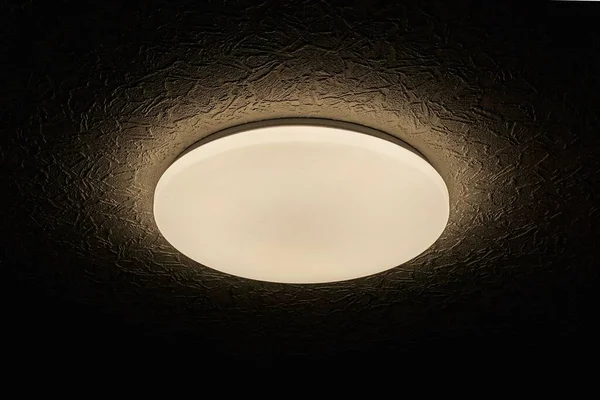 One Chandelier White Shade Lighting Gray Black Ceiling Dark Room — Stok fotoğraf