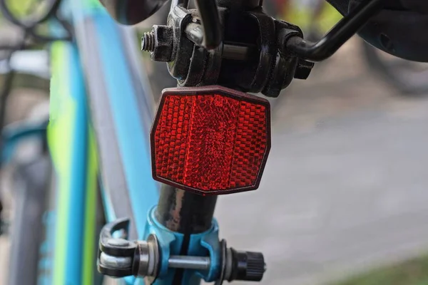 One Red Plastic Warning Light Black Blue Sports Bike Street — стоковое фото