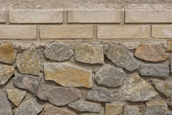 Texture Brown Stones White Bricks Wall Street — Stock Photo, Image