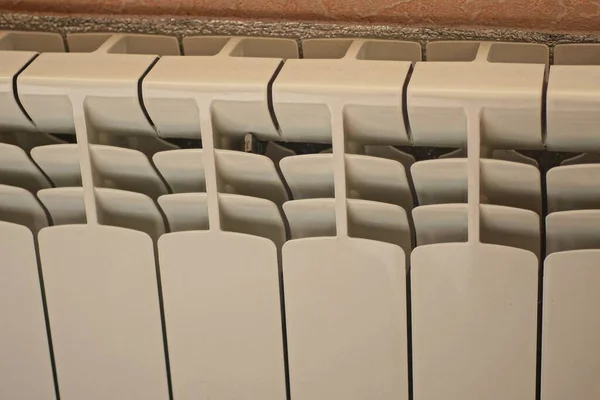 Part White Metal Radiator Brown Wall Room — Stockfoto