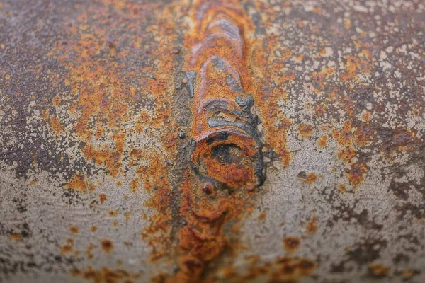Metal Texture Old Gray Iron Wall Brown Rust Swarmed Seam — Stock Photo, Image