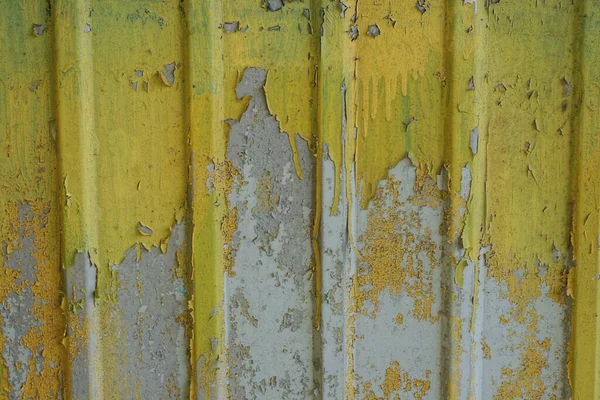 Gray Yellow Texture Old Shabby Metal Wall Pieces Paint — 스톡 사진
