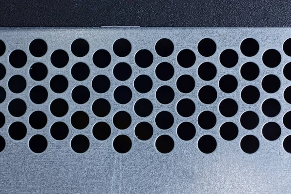 Gray Metal Texture Iron Grate Holes Ventilation — Fotografia de Stock