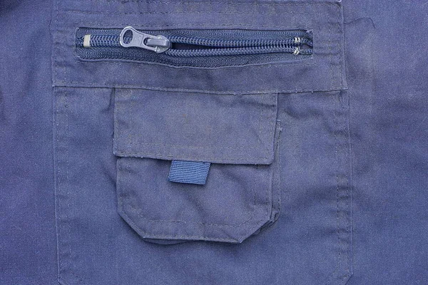 Blue Fabric Texture Pants Pocket Plastic Open Zip — Stockfoto