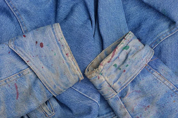 Голубая Ткань Старых Грязных Двух Рукавов Куртке — стоковое фото