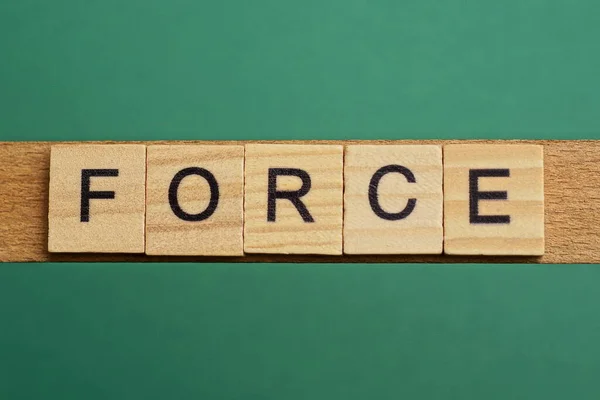 Gray Word Force Small Wooden Letters Green Table — Stock fotografie