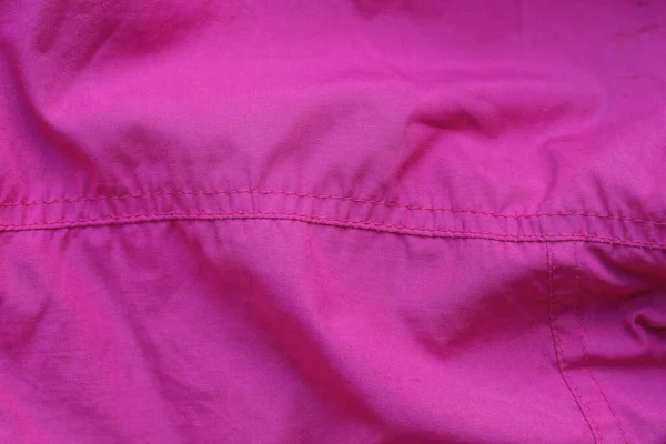 Červená Tkanina Textura Růžové Zmačkané Oblečení Švu — Stock fotografie