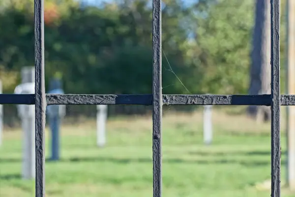 Zwart Metalen Textuur Van Ijzeren Staven Het Patroon Muur Van — Stockfoto