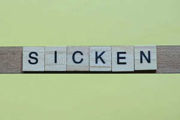 Palabra Gris Enfermo Gris Pequeñas Letras Madera Encuentra Una Mesa — Foto de Stock