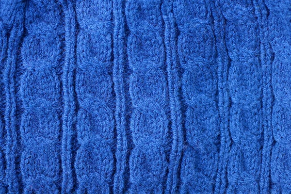 Textura Azul Lana Oscura Tejido Suéter Con Patrón —  Fotos de Stock
