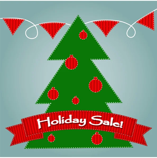 Holiday sale with christmas tree — Stock Vector