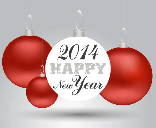 Vector nieuwjaarskaart met rode ballen — Stockvector
