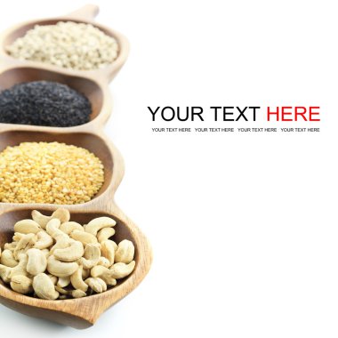 kaju, soyulmuş mung fasulye, siyah susam, iş gözyaşı