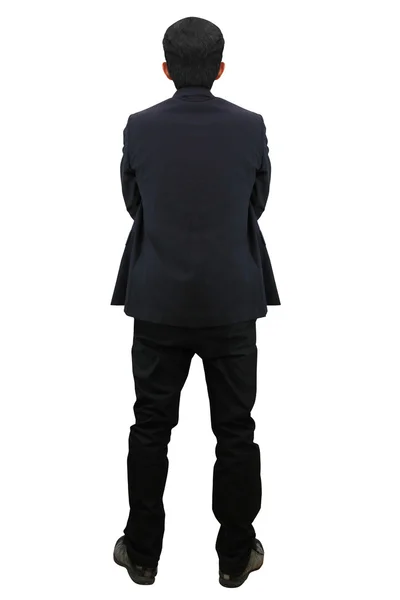 Podnikatel stojící zadní pohled na bílém pozadí — Stock fotografie