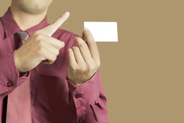 Cropped view of Businessman hand holding blank card — Stock Photo, Image