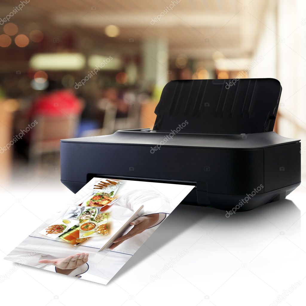 Printer and picture with menu in a restaurant