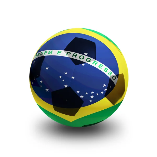 球与巴西国旗 — 图库照片