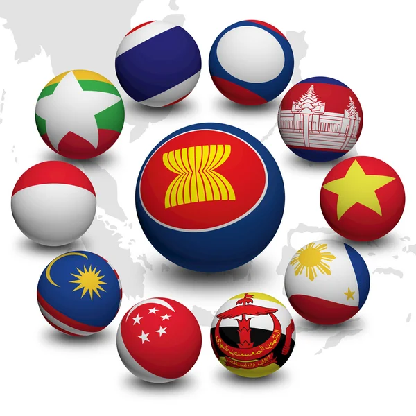 Bola 3D da Comunidade Económica da ASEAN — Fotografia de Stock