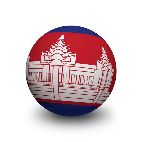 Bola 3D con Bandera de Camboya —  Fotos de Stock