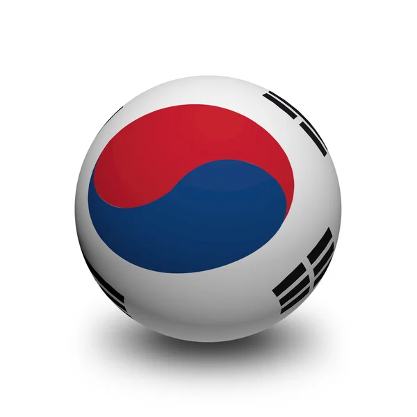 Bola 3D con Bandera de Corea del Sur — Foto de Stock