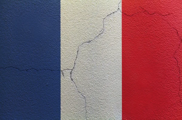 Vlajka Francie na zdi — Stock fotografie