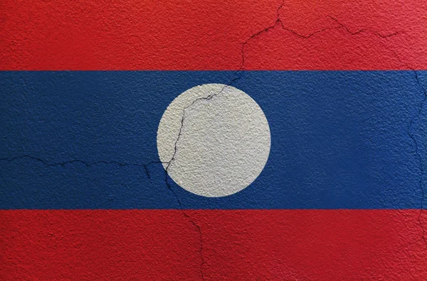 Флаг Лаоса на стене — стоковое фото