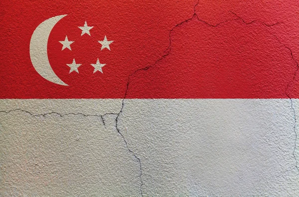 Bandera de Singapur en la pared — Foto de Stock