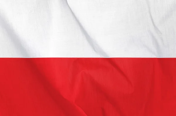 Polonya bayrağı kumaş — Stok fotoğraf