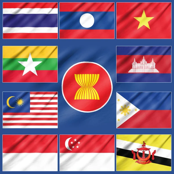 Asean ekonomi topluluğu bayrağı — Stok fotoğraf