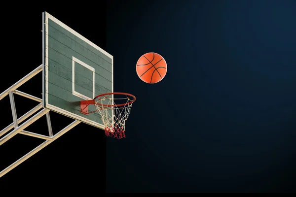 Basketball basket on black background — Stock Photo, Image