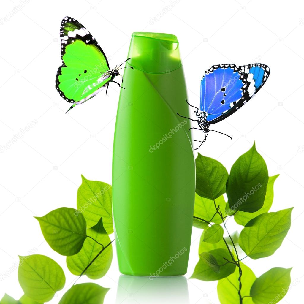 Plastic bottle and butterfly