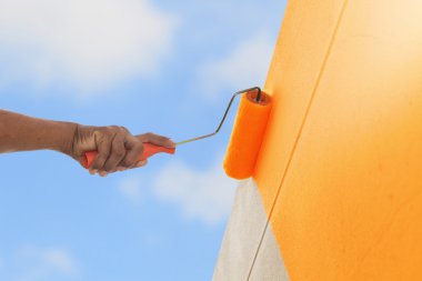 turuncu renk boya duvar rulo