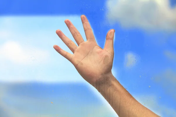 Hand on the glass — Stock Photo, Image