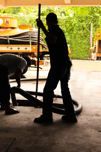 Waste disposal workers, Vacuum workers — Stock Photo, Image