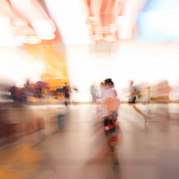 City people walking in skytrain station in motion blur — Stock Photo, Image