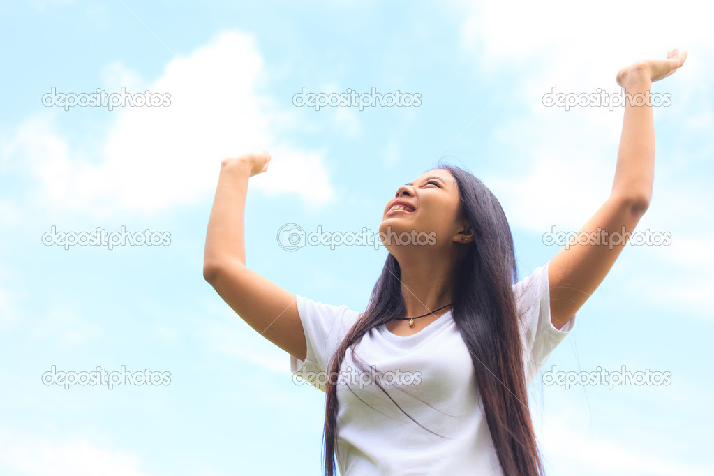 Woman happy and smiling