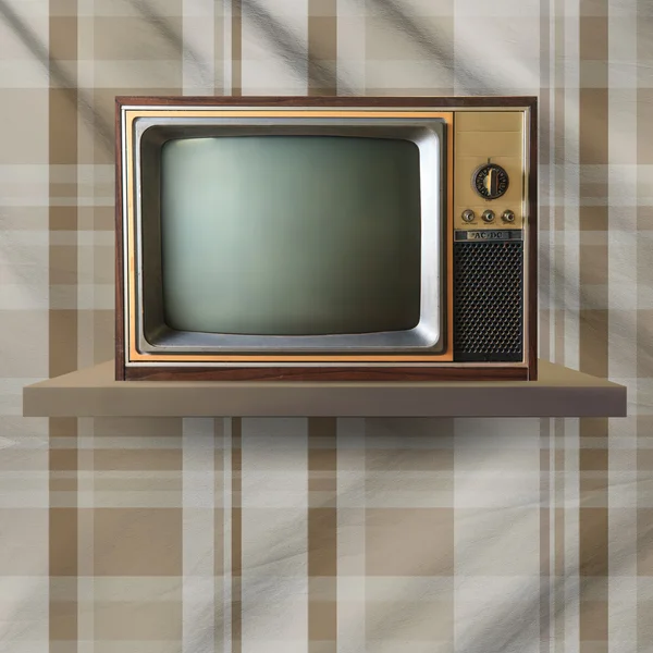 Vintage tv na półce — Zdjęcie stockowe