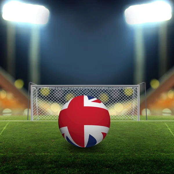 Soccer field with bright spotlights — Stock Photo, Image