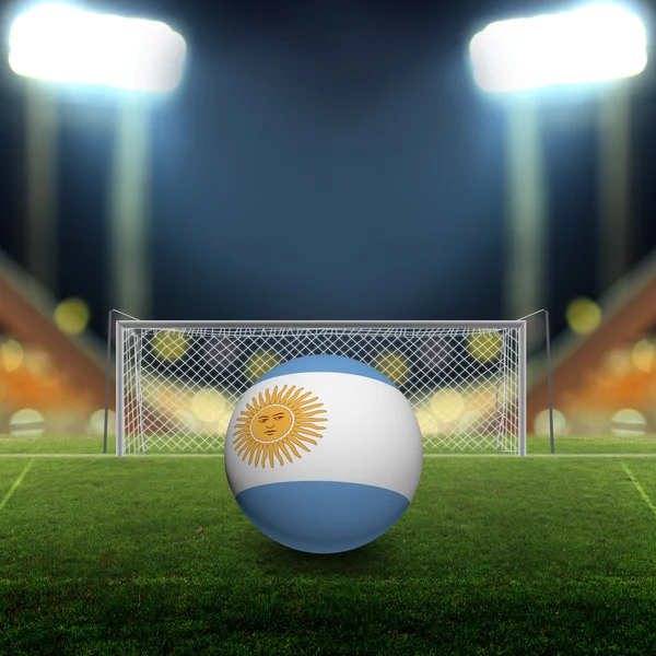 Soccer field with bright spotlights — Stock Photo, Image