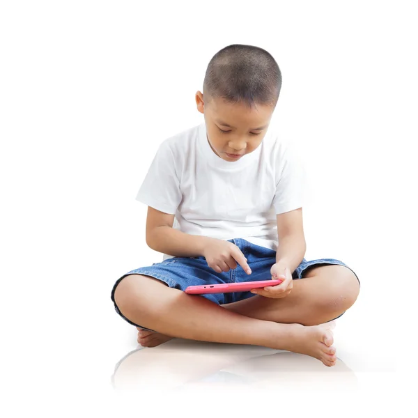 Menino usando tablet digital — Fotografia de Stock