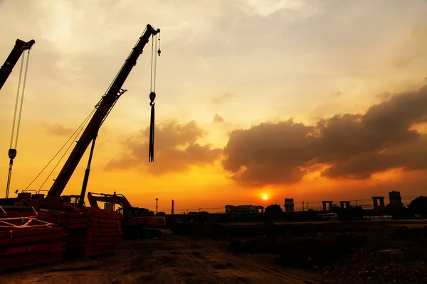 Silhouette of construction site — Stock Photo, Image