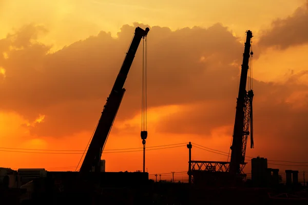 Silhouette der Baustelle — Stockfoto