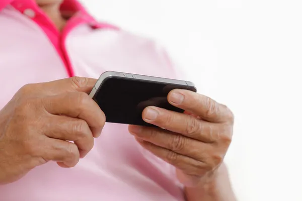 Homme âgé utilisant le téléphone — Photo