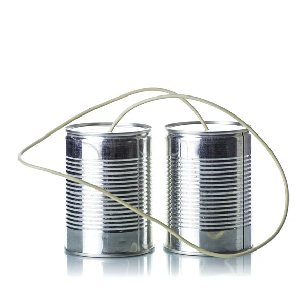 Tin cans telephone — Stock Photo, Image