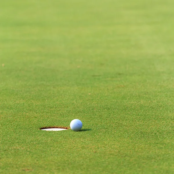 Golfbal op groen gras — Stockfoto