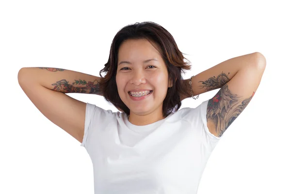 Menina com tatuagens — Fotografia de Stock
